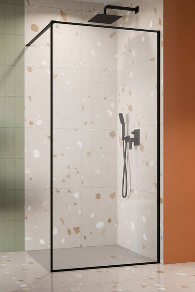 Radaway Modo F II Wetroom Shower Screen – Black Frame, 8mm Glass - Additional Image