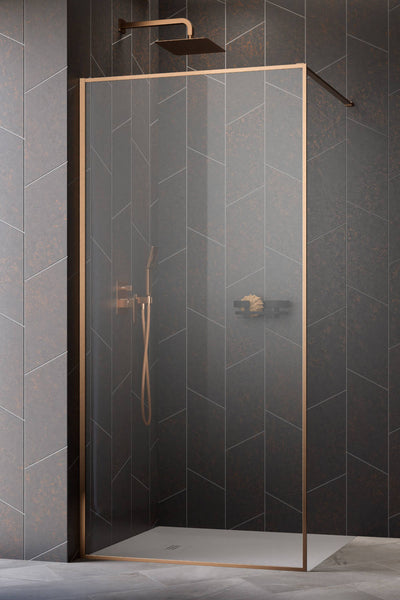 Radaway Modo F II Wetroom Shower Screen – Brushed Copper Frame, 8mm Glass - Additional Image