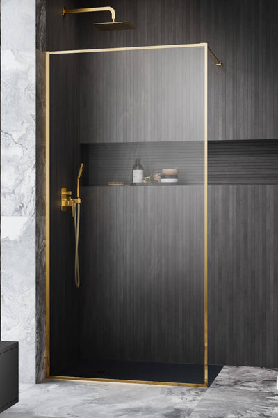 Radaway Modo F II Wetroom Shower Screen – Gold Frame, 8mm Glass Glass - Additional Image