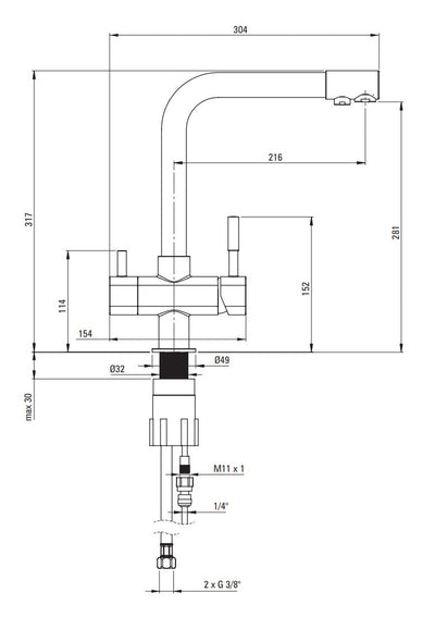 Deante Kitchen Tap with Water Filter Connection