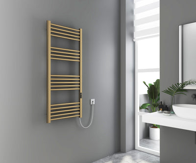 Paloma Electric Towel Warmer 1200 x 500mm - Brushed Brass