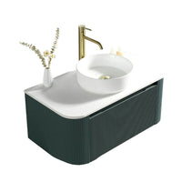 Flauto 870mm Wall Hung Curve Corner Vanity - Smoked Sage