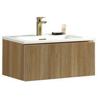 Flauto Fluted Wall Hung Vanity Unit Country Oak
