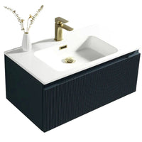 Flauto Fluted Wall Hung Vanity Unit - Midnight Shadow