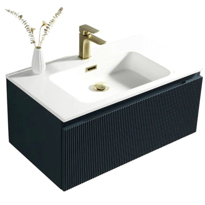Flauto Fluted Wall Hung Vanity Unit - Midnight Shadow