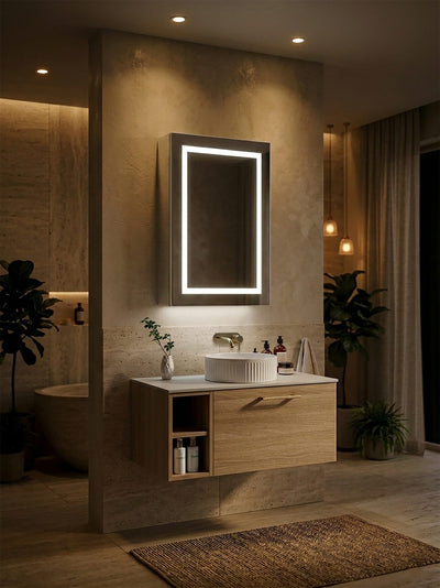 Jemima Single Door LED Mirror Cabinet with Wireless Speaker - 500 x 700 x 135mm
