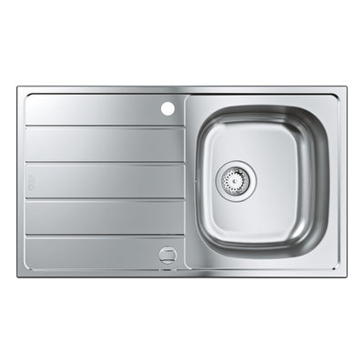 GROHE K200 stainless steel sink with drainer - top-down view of the bowl and drainer board