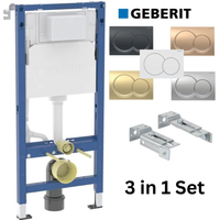 Geberit Alpha 01 Duofix 1.12 Wc Frame Concealed Cistern, Oval Plate Brackets and Acoustic Mat 4 In 1 Set 458.039.00.2