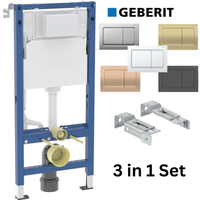 Geberit Alpha 1.12 Duofix WC Frame Concealed Cistern Rectangle Plate Acoustic Mat 4 In 1 Set 458.039.00.2