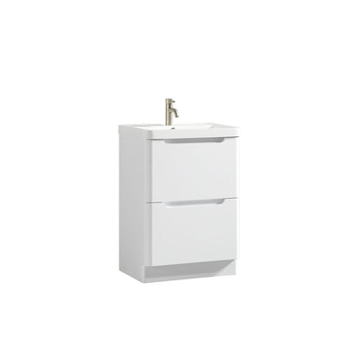 Monza Floor Standing Vanity Unit & Basin - White Gloss - 600mm