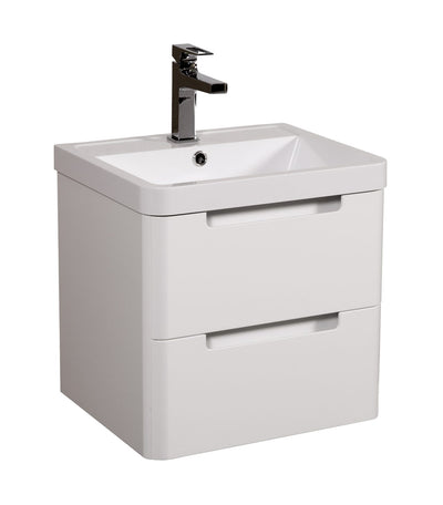 Monza Wall Hung Vanity Unit & Basin - White Gloss - 500mm