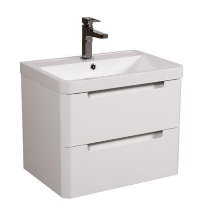 Monza Wall Hung Vanity Unit & Basin - White Gloss - 600mm