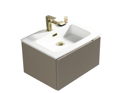 Flauto Fluted Wall Hung Vanity & Matte Basin - Soft Coffee - 600mm