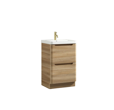 Monza Floor Standing Vanity Unit & Basin - Country Oak - 500mm