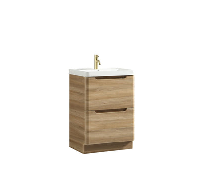 Monza Floor Standing Vanity Unit & Basin - Country Oak - 600mm