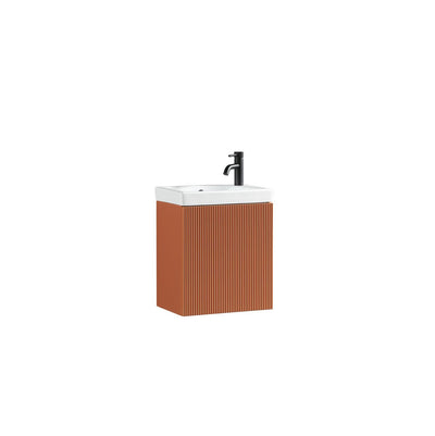 Flauto Mini Cloakroom Wall Hung Vanity & Basin - Bruciata Orange - 460mm