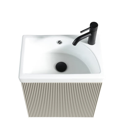 Flauto Mini Cloakroom Wall Hung Vanity & Basin - Soft Coffee - 460mm