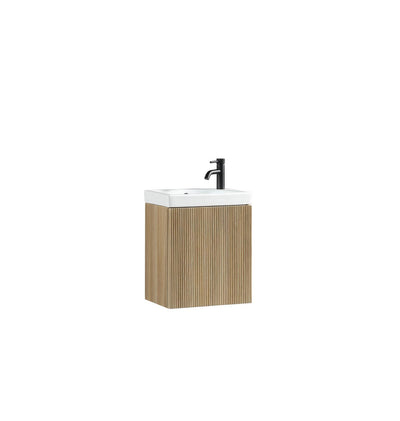 Flauto Mini Cloakroom Wall Hung Vanity & Basin - Country Oak - 460mm