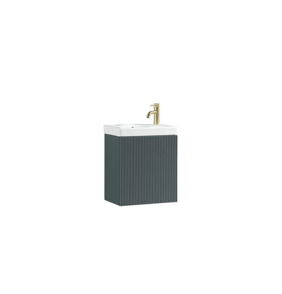 Flauto Mini Cloakroom Wall Hung Vanity & Basin - Smoked Sage - 460mm