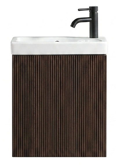 Flauto Mini Cloakroom Wall Hung Vanity & Basin - Espresso Oak - 460mm