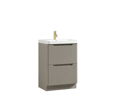 Monza Fluted Floor Standing Vanity Unit & Basin - Soft Coffee - 600mm