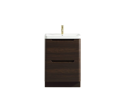 Monza Floor Standing Vanity Unit & Basin - Espresso Oak - 600mm