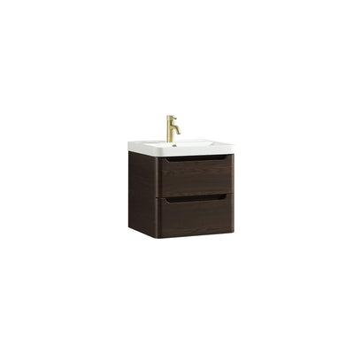 Monza Wall Hung Vanity Unit & Basin - Espresso Oak - 500mm
