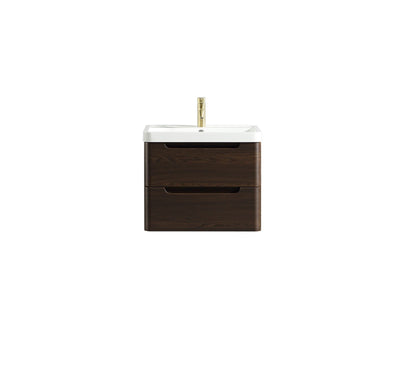 Monza Wall Hung Vanity Unit & Basin - Espresso Oak - 600mm