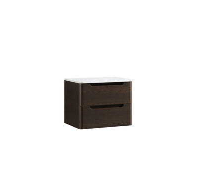 Monza Wall Hung Vanity with Sintered Stone Counter Top - Espresso Oak - 500mm