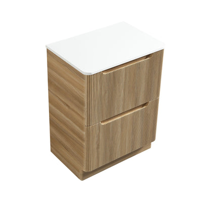 Monza Fluted Floor Standing Vanity with Sintered Stone Counter Top - Country Oak - 600mm