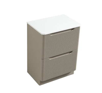 Monza Fluted Floor Standing Vanity with Sintered Stone Counter Top - Soft Coffee - 600mm