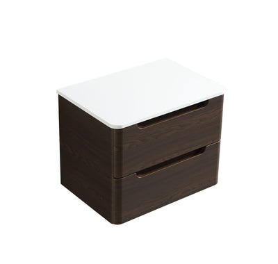 Monza Wall Hung Vanity with Sintered Stone Counter Top - Espresso Oak - 600mm