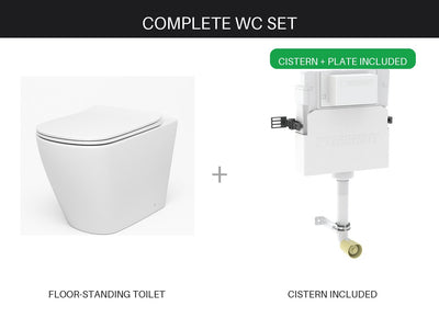 Complete WC set – cistern and flush plate included