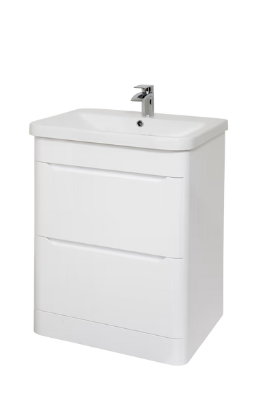 Eve White Gloss 600mm Floor Standing Unit & Basin