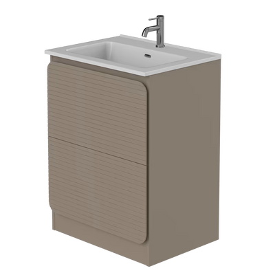 Rían Mocha 600mm Floor Standing Two-Drawer Unit & Basin