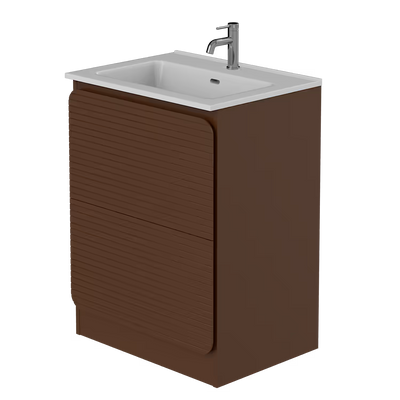 Rían Chocolate Brown 600mm Floor Standing Two-Drawer Unit & Basin