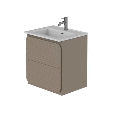 Rían Mocha 500mm Wall Hung Two-Drawer Unit & Basin