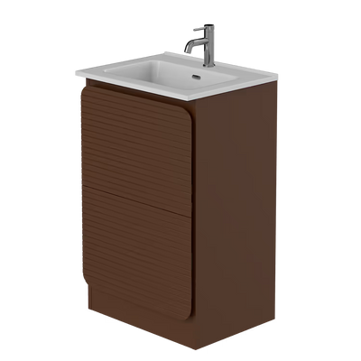 Rían Chocolate Brown 500mm Floor Standing Two-Drawer Unit & Basin