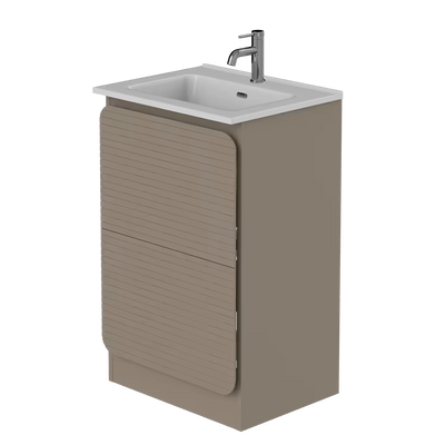 Rían Mocha 500mm Floor Standing Two-Drawer Unit & Basin