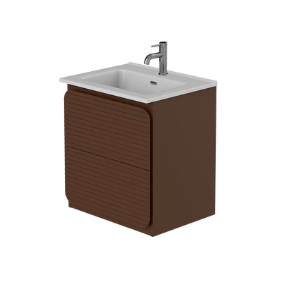 Rían Chocolate Brown 500mm Wall Hung Two-Drawer Unit & Basin