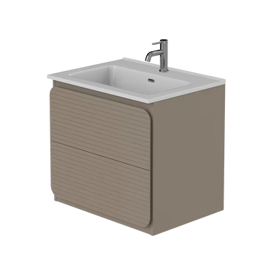 Rían Mocha 600mm Wall Hung Two-Drawer Unit & Basin