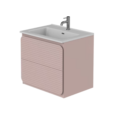 Rían Mauve Pink 600mm Wall Hung Two-Drawer Unit & Basin