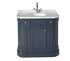 Merrion 900mm vanity unit in navy with marble worktop and under-counter basin