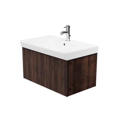 Soho Walnut 800mm Wall Hung Unit & Basin