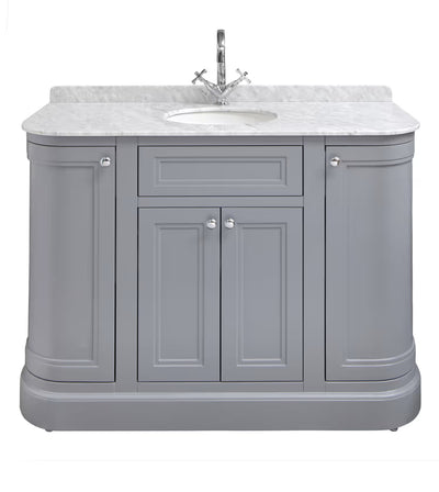Merrion 1200mm vanity unit in grey with marble worktop and under-counter basin