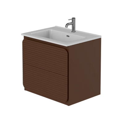 Rían Chocolate Brown 600mm Wall Hung Two-Drawer Unit & Basin