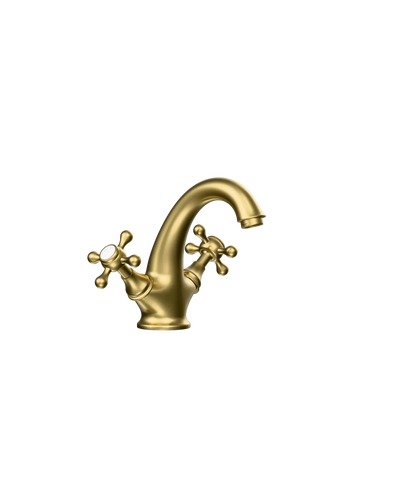 Merrion Cross Head basin mixer in brushed brass