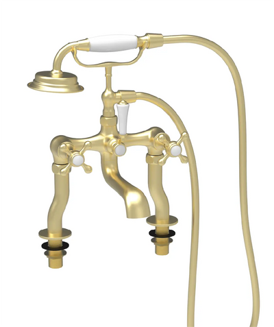 Merrion Cross Head bath shower mixer in brushed brass