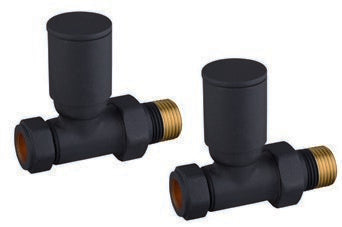 Modern Round Straight Radiator Valves Black