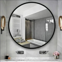 Art Deco Black Round Mirror - Close-up